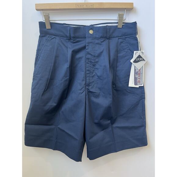 Sportif Men’s Galapagos Pleated Shorts Blue/Pockets/Belt Loops Size 30 NWT - Picture 1 of 5